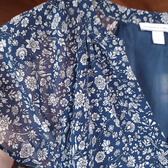 New York and Company Dress Size 8 Womens Button Down Short Sleeve Floral Summer - Picture 7 of 8